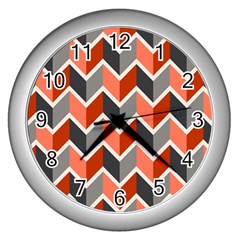 Colorful Zigzag Pattern Wallpaper Free Vector Wall Clock (silver) by artworkshop