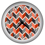 Colorful Zigzag Pattern Wallpaper Free Vector Wall Clock (Silver) Front