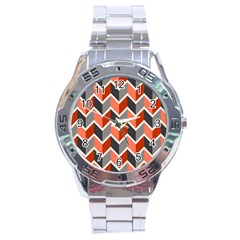 Colorful Zigzag Pattern Wallpaper Free Vector Stainless Steel Analogue Watch by artworkshop