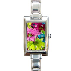 Flowers Wallpaper Rectangle Italian Charm Watch by artworkshop