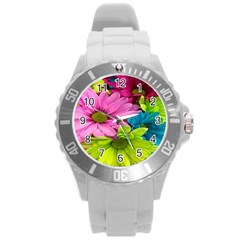 Flowers Wallpaper Round Plastic Sport Watch (l) by artworkshop