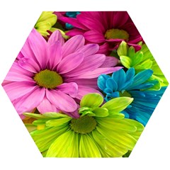 Flowers Wallpaper Wooden Puzzle Hexagon by artworkshop