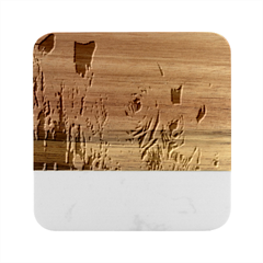 Flowers Marble Wood Coaster (square)