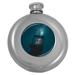 Swimming  Round Hip Flask (5 Oz) by artworkshop