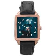 Swimming  Rose Gold Leather Watch 