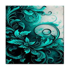 Turquoise Flower Background Tile Coaster by artworkshop