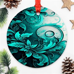 Turquoise Flower Background Ornament (round) by artworkshop