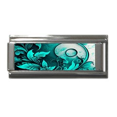 Turquoise Flower Background Superlink Italian Charm (9mm) by artworkshop