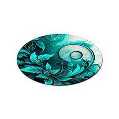 Turquoise Flower Background Sticker Oval (10 Pack) by artworkshop