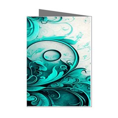 Turquoise Flower Background Mini Greeting Cards (pkg Of 8) by artworkshop