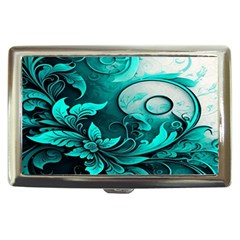 Turquoise Flower Background Cigarette Money Case by artworkshop