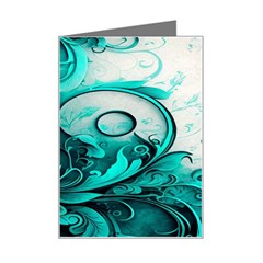 Turquoise Flower Background Mini Greeting Card by artworkshop