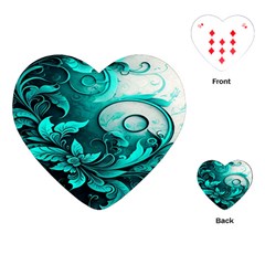 Turquoise Flower Background Playing Cards Single Design (heart) by artworkshop