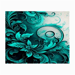 Turquoise Flower Background Small Glasses Cloth (2 Sides) by artworkshop