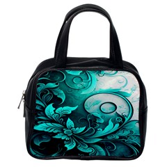 Turquoise Flower Background Classic Handbag (one Side) by artworkshop