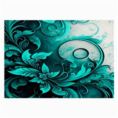 Turquoise Flower Background Large Glasses Cloth by artworkshop