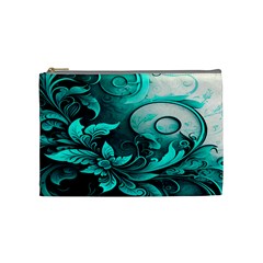 Turquoise Flower Background Cosmetic Bag (medium) by artworkshop