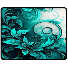 Turquoise Flower Background One Side Fleece Blanket (medium) by artworkshop