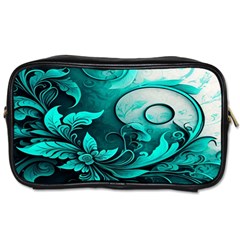 Turquoise Flower Background Toiletries Bag (one Side) by artworkshop