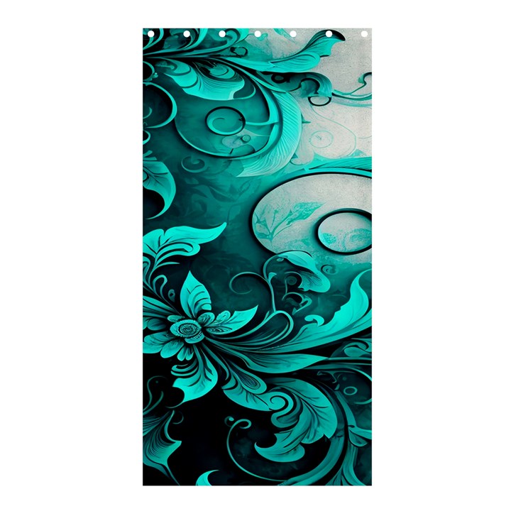 Turquoise Flower Background Shower Curtain 36  x 72  (Stall) 