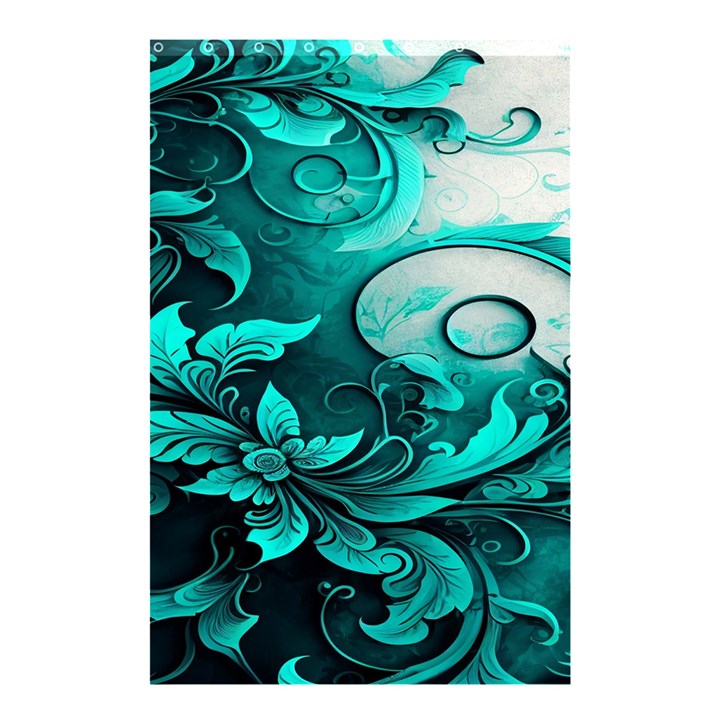 Turquoise Flower Background Shower Curtain 48  x 72  (Small) 