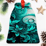 Turquoise Flower Background Bell Ornament (Two Sides) Back