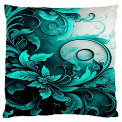 Turquoise Flower Background Large Cushion Case (two Sides) by artworkshop