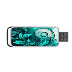 Turquoise Flower Background Portable Usb Flash (two Sides) by artworkshop