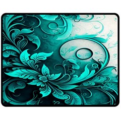 Turquoise Flower Background Fleece Blanket (medium) by artworkshop