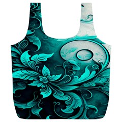 Turquoise Flower Background Full Print Recycle Bag (xl) by artworkshop