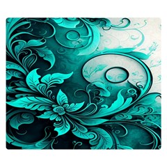 Turquoise Flower Background Premium Plush Fleece Blanket (small) by artworkshop