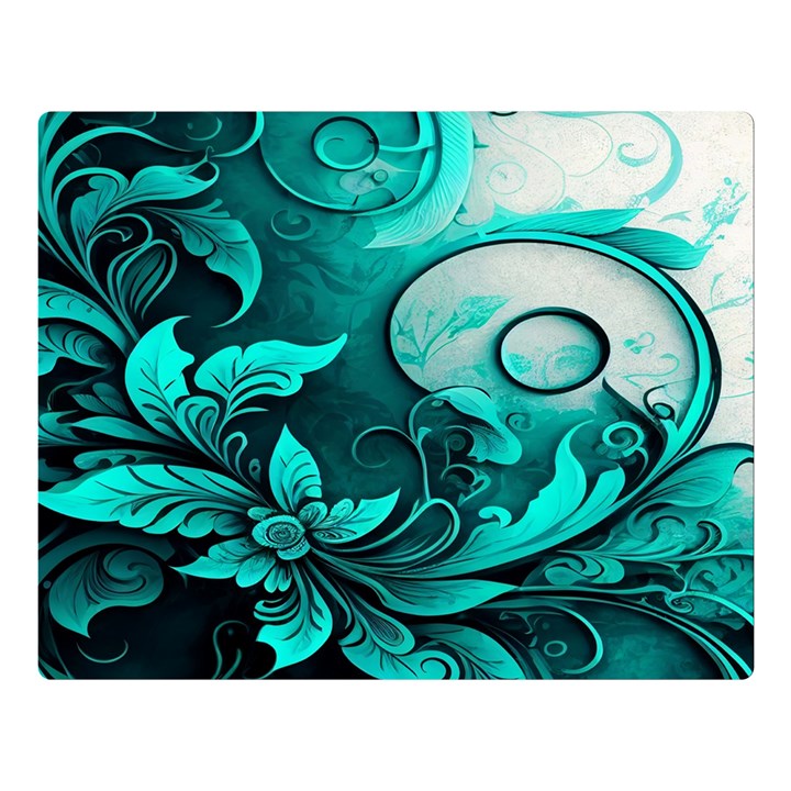 Turquoise Flower Background Premium Plush Fleece Blanket (Large)