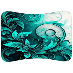 Turquoise Flower Background Velour Seat Head Rest Cushion by artworkshop