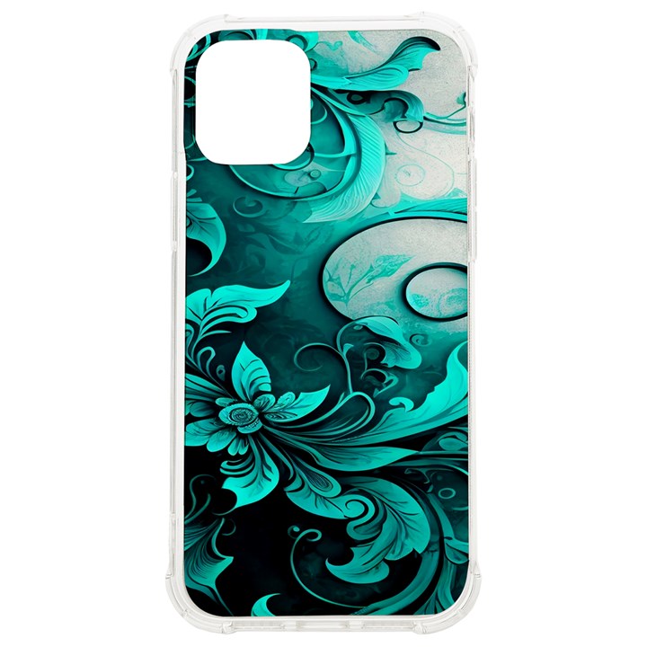 Turquoise Flower Background iPhone 12/12 Pro TPU UV Print Case