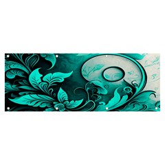 Turquoise Flower Background Banner And Sign 8  X 3  by artworkshop