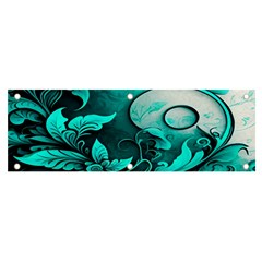 Turquoise Flower Background Banner And Sign 6  X 2  by artworkshop