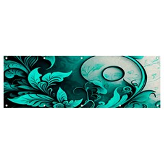 Turquoise Flower Background Banner And Sign 12  X 4  by artworkshop