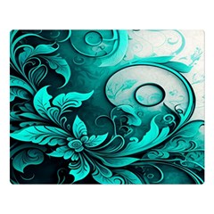 Turquoise Flower Background One Side Premium Plush Fleece Blanket (large) by artworkshop