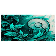 Turquoise Flower Background Banner And Sign 8  X 4  by artworkshop