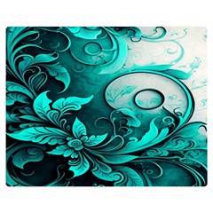 Turquoise Flower Background One Side Premium Plush Fleece Blanket (medium)