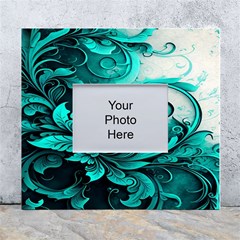 Turquoise Flower Background White Wall Photo Frame 5  X 7  by artworkshop