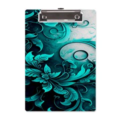 Turquoise Flower Background A5 Acrylic Clipboard by artworkshop