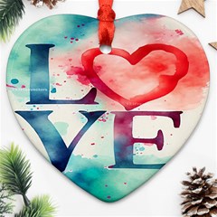 Valentines Day Heart Watercolor Background Ornament (heart)