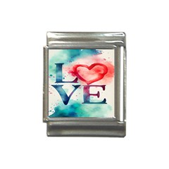 Valentines Day Heart Watercolor Background Italian Charm (13mm)