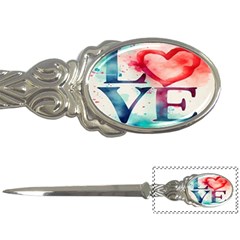 Valentines Day Heart Watercolor Background Letter Opener