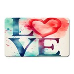 Valentines Day Heart Watercolor Background Magnet (Rectangular) Front