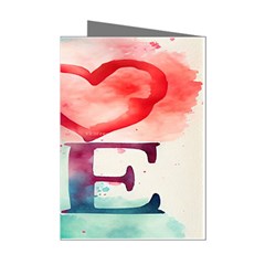 Valentines Day Heart Watercolor Background Mini Greeting Cards (pkg Of 8)