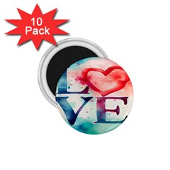 Valentines Day Heart Watercolor Background 1 75  Magnets (10 Pack)  by artworkshop