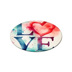 Valentines Day Heart Watercolor Background Sticker (oval) by artworkshop