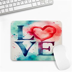 Valentines Day Heart Watercolor Background Small Mousepad by artworkshop